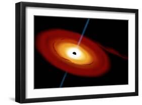 Artist's Depiction of a Black Hole and it's Accretion Disk in Interstellar Space-null-Framed Art Print