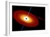 Artist's Depiction of a Black Hole and it's Accretion Disk in Interstellar Space-null-Framed Art Print