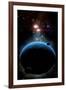 Artist's Depiction of a Blue Planet and it's Orbiting Small Moons-null-Framed Art Print