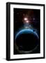 Artist's Depiction of a Blue Planet and it's Orbiting Small Moons-null-Framed Art Print