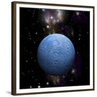 Artist's Depiction of a Cratered Moon in Space with a Nebula in the Background-null-Framed Premium Giclee Print