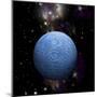 Artist's Depiction of a Cratered Moon in Space with a Nebula in the Background-null-Mounted Art Print