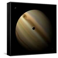 Artist's Depiction of a Gas Giant Planet in Interstellar Space with Three Orbiting Moons-null-Framed Stretched Canvas