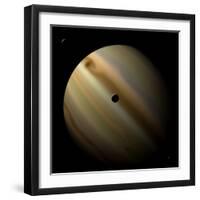 Artist's Depiction of a Gas Giant Planet in Interstellar Space with Three Orbiting Moons-null-Framed Art Print