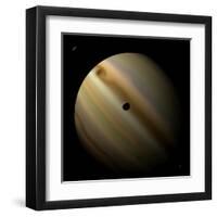 Artist's Depiction of a Gas Giant Planet in Interstellar Space with Three Orbiting Moons-null-Framed Art Print