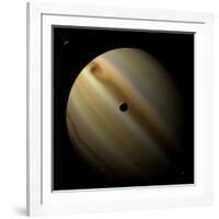 Artist's Depiction of a Gas Giant Planet in Interstellar Space with Three Orbiting Moons-null-Framed Art Print