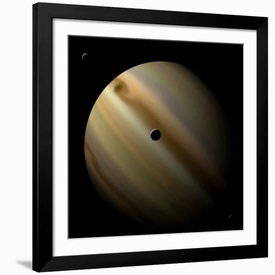 Artist's Depiction of a Gas Giant Planet in Interstellar Space with Three Orbiting Moons-null-Framed Art Print