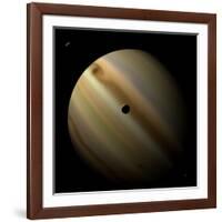 Artist's Depiction of a Gas Giant Planet in Interstellar Space with Three Orbiting Moons-null-Framed Art Print