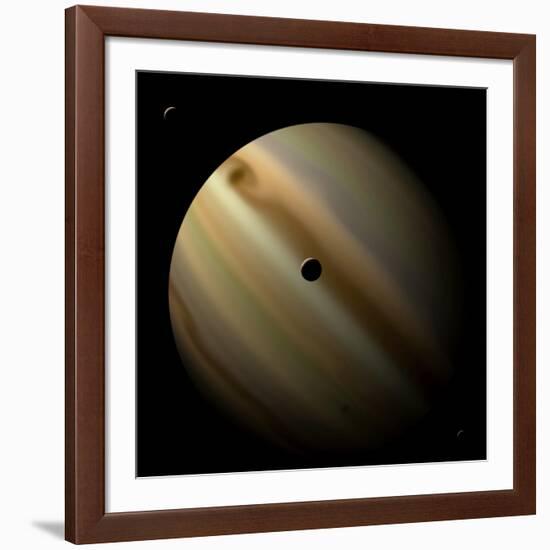 Artist's Depiction of a Gas Giant Planet in Interstellar Space with Three Orbiting Moons-null-Framed Art Print