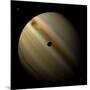Artist's Depiction of a Gas Giant Planet in Interstellar Space with Three Orbiting Moons-null-Mounted Art Print
