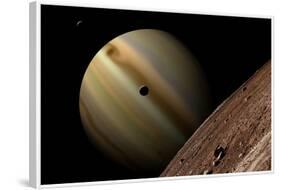 Artist's Depiction of a Gas Giant Planet Surrounded by Three Moons-null-Framed Art Print