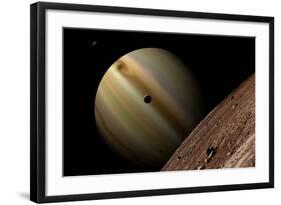 Artist's Depiction of a Gas Giant Planet Surrounded by Three Moons-null-Framed Art Print