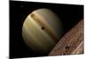 Artist's Depiction of a Gas Giant Planet Surrounded by Three Moons-null-Mounted Art Print