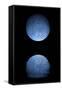 Artist's Depiction of a Heavily Cratered Blue Moon Rising over a Body of Calm Water-null-Framed Stretched Canvas