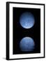 Artist's Depiction of a Heavily Cratered Blue Moon Rising over a Body of Calm Water-null-Framed Art Print