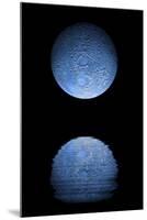 Artist's Depiction of a Heavily Cratered Blue Moon Rising over a Body of Calm Water-null-Mounted Art Print