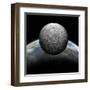 Artist's Depiction of a Heavily Cratered Moon in Orbit around it's Home Planet-null-Framed Art Print