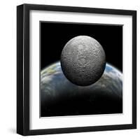 Artist's Depiction of a Heavily Cratered Moon in Orbit around it's Home Planet-null-Framed Art Print