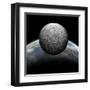 Artist's Depiction of a Heavily Cratered Moon in Orbit around it's Home Planet-null-Framed Art Print