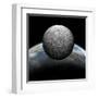 Artist's Depiction of a Heavily Cratered Moon in Orbit around it's Home Planet-null-Framed Art Print