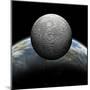 Artist's Depiction of a Heavily Cratered Moon in Orbit around it's Home Planet-null-Mounted Art Print