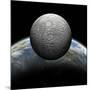 Artist's Depiction of a Heavily Cratered Moon in Orbit around it's Home Planet-null-Mounted Art Print