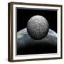 Artist's Depiction of a Heavily Cratered Moon in Orbit around it's Home Planet-null-Framed Art Print