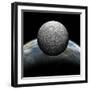 Artist's Depiction of a Heavily Cratered Moon in Orbit around it's Home Planet-null-Framed Art Print