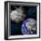 Artist's Depiction of a Large Asteroid Approaching Earth on a Collision Course-null-Framed Art Print