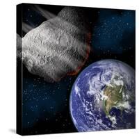Artist's Depiction of a Large Asteroid Approaching Earth on a Collision Course-null-Stretched Canvas