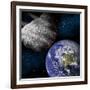 Artist's Depiction of a Large Asteroid Approaching Earth on a Collision Course-null-Framed Art Print