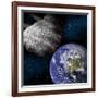 Artist's Depiction of a Large Asteroid Approaching Earth on a Collision Course-null-Framed Art Print