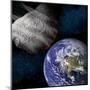 Artist's Depiction of a Large Asteroid Approaching Earth on a Collision Course-null-Mounted Art Print