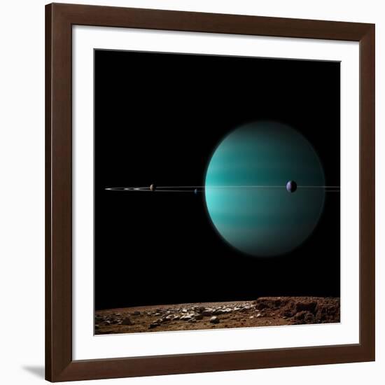 Artist's Depiction of a Ringed Gas Giant Planet Surrounded by it's Moons-null-Framed Art Print