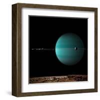 Artist's Depiction of a Ringed Gas Giant Planet Surrounded by it's Moons-null-Framed Art Print