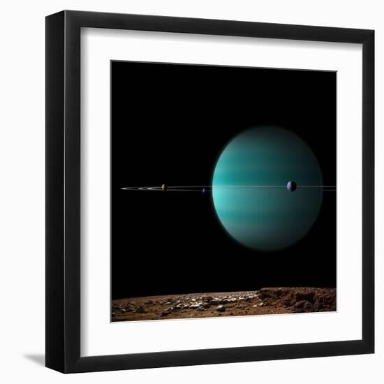 Artist's Depiction of a Ringed Gas Giant Planet Surrounded by it's Moons-null-Framed Art Print