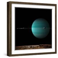 Artist's Depiction of a Ringed Gas Giant Planet Surrounded by it's Moons-null-Framed Art Print