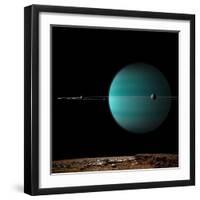 Artist's Depiction of a Ringed Gas Giant Planet Surrounded by it's Moons-null-Framed Art Print