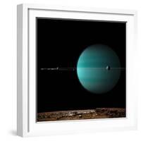 Artist's Depiction of a Ringed Gas Giant Planet Surrounded by it's Moons-null-Framed Art Print