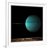 Artist's Depiction of a Ringed Gas Giant Planet Surrounded by it's Moons-null-Framed Art Print