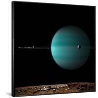 Artist's Depiction of a Ringed Gas Giant Planet Surrounded by it's Moons-null-Framed Art Print