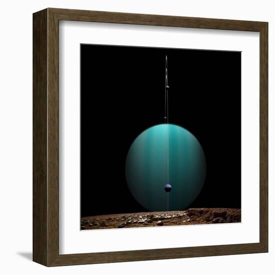 Artist's Depiction of a Ringed Gas Giant Planet Surrounded by it's Moons-null-Framed Art Print