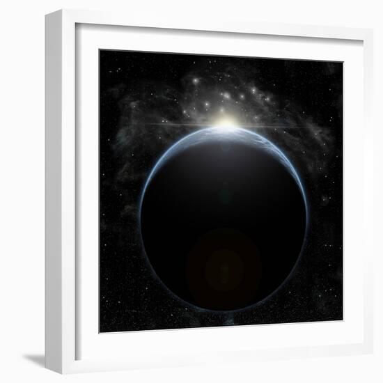 Artist's Depiction of a Star Breaking Teh Horizon of an Earth-Like Planet-null-Framed Art Print