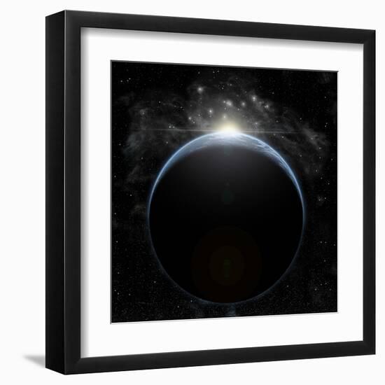 Artist's Depiction of a Star Breaking Teh Horizon of an Earth-Like Planet-null-Framed Art Print