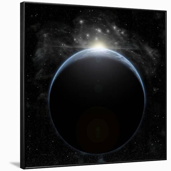 Artist's Depiction of a Star Breaking Teh Horizon of an Earth-Like Planet-null-Framed Art Print