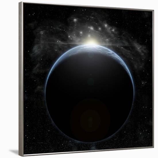 Artist's Depiction of a Star Breaking Teh Horizon of an Earth-Like Planet-null-Framed Art Print