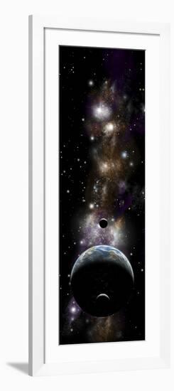 Artist's Depiction of an Earth-Like Planet with a Pair of Moons in Orbit-null-Framed Art Print