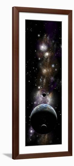 Artist's Depiction of an Earth-Like Planet with a Pair of Moons in Orbit-null-Framed Art Print