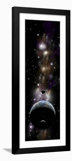 Artist's Depiction of an Earth-Like Planet with a Pair of Moons in Orbit-null-Framed Premium Giclee Print