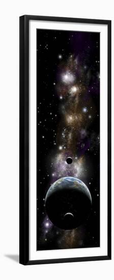 Artist's Depiction of an Earth-Like Planet with a Pair of Moons in Orbit-null-Framed Premium Giclee Print